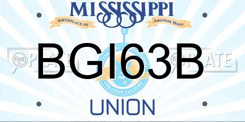 BGI63B Mississippi License Plate