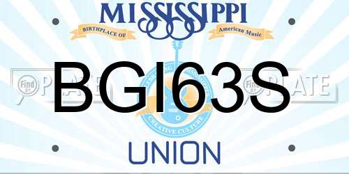 BGI63S Mississippi License Plate