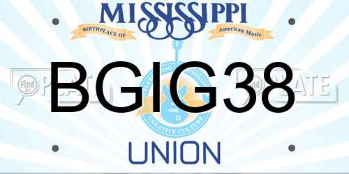 BGIG38 Mississippi License Plate