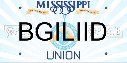 BGILIID Mississippi License Plate