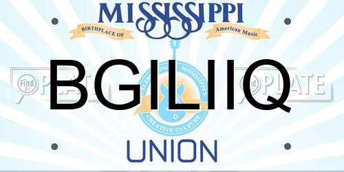 BGILIIQ Mississippi License Plate