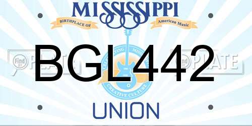 BGL442 Mississippi License Plate