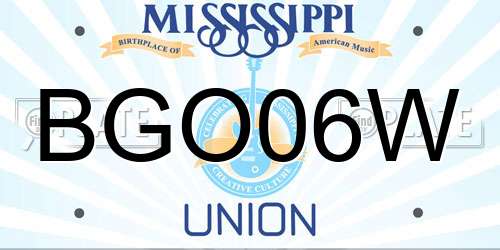BGO06W Mississippi License Plate