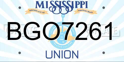 BGO7261 Mississippi License Plate