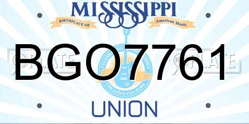 BGO7761 Mississippi License Plate