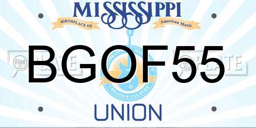 BGOF55 Mississippi License Plate