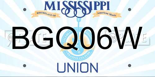 BGQ06W Mississippi License Plate
