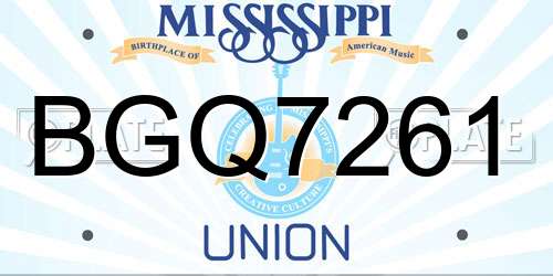 BGQ7261 Mississippi License Plate