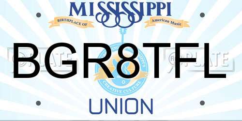 BGR8TFL Mississippi License Plate