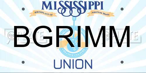 BGRIMM Mississippi License Plate