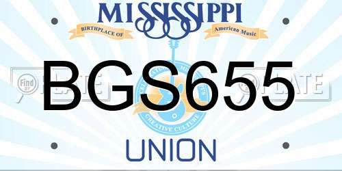 BGS655 Mississippi License Plate
