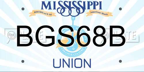 BGS68B Mississippi License Plate