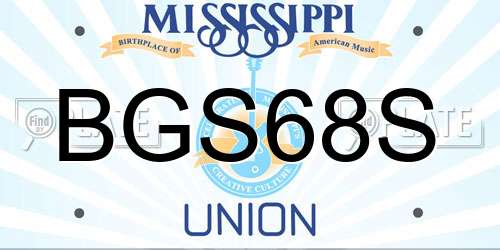 BGS68S Mississippi License Plate