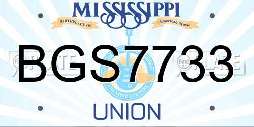 BGS7733 Mississippi License Plate