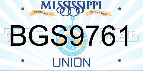 BGS9761 Mississippi License Plate