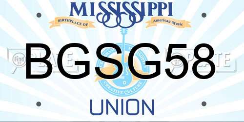 BGSG58 Mississippi License Plate