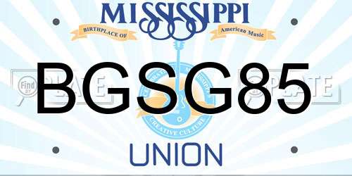 BGSG85 Mississippi License Plate