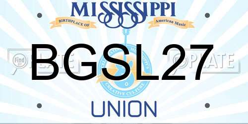 BGSL27 Mississippi License Plate