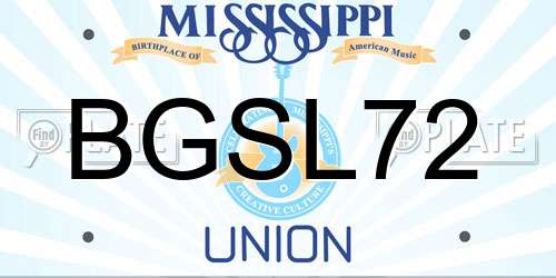 BGSL72 Mississippi License Plate