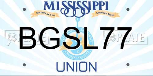 BGSL77 Mississippi License Plate