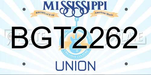 BGT2262 Mississippi License Plate