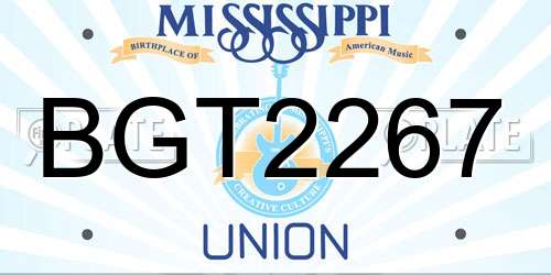 BGT2267 Mississippi License Plate