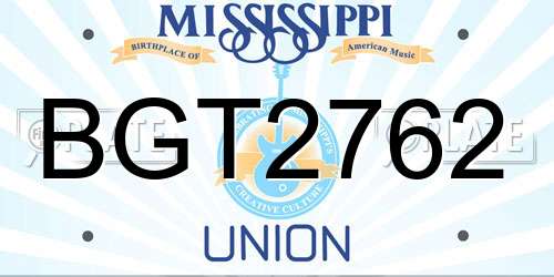BGT2762 Mississippi License Plate