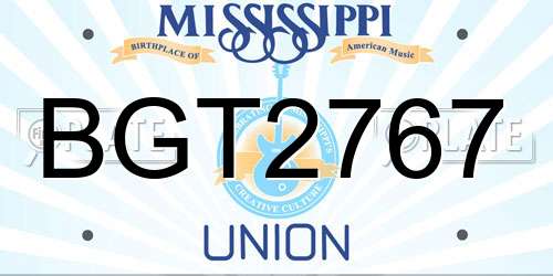 BGT2767 Mississippi License Plate