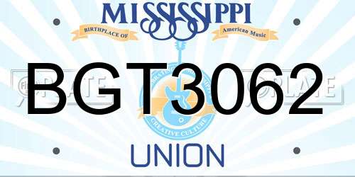 BGT3062 Mississippi License Plate
