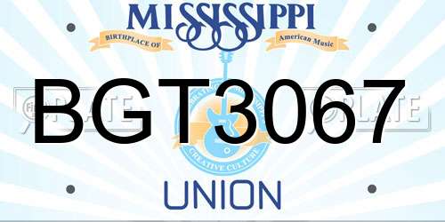 BGT3067 Mississippi License Plate
