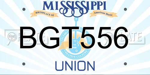 BGT556 Mississippi License Plate