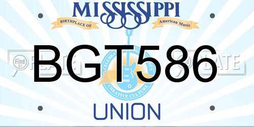 BGT586 Mississippi License Plate