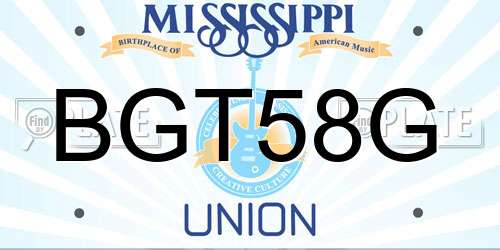 BGT58G Mississippi License Plate