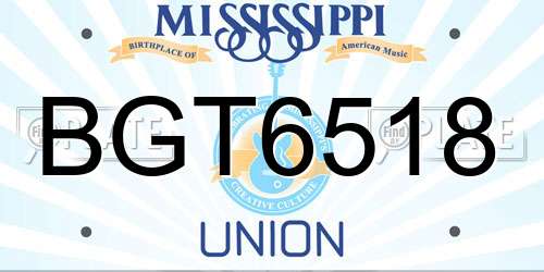 BGT6518 Mississippi License Plate