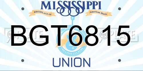 BGT6815 Mississippi License Plate