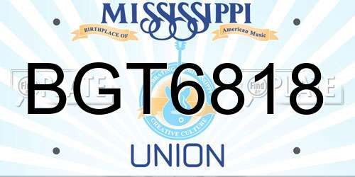 BGT6818 Mississippi License Plate