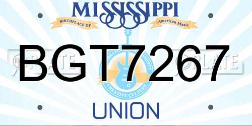 BGT7267 Mississippi License Plate