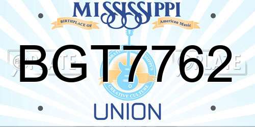 BGT7762 Mississippi License Plate