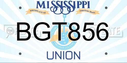 BGT856 Mississippi License Plate