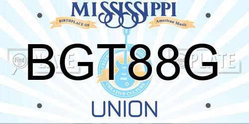 BGT88G Mississippi License Plate