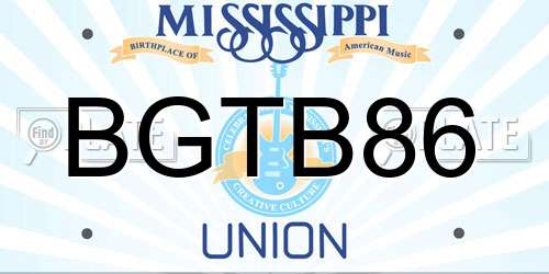 BGTB86 Mississippi License Plate