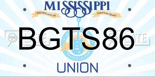 BGTS86 Mississippi License Plate