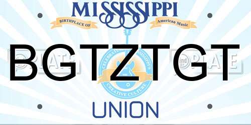 BGTZTGT Mississippi License Plate