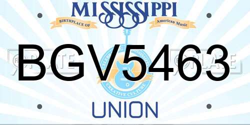 BGV5463 Mississippi License Plate