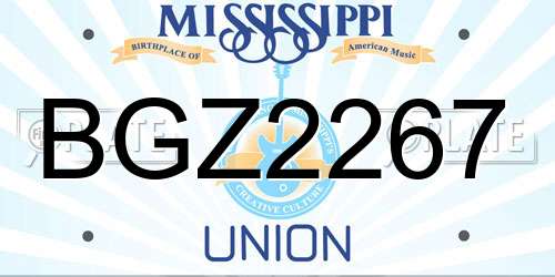 BGZ2267 Mississippi License Plate