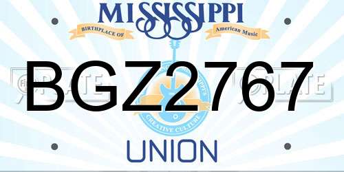 BGZ2767 Mississippi License Plate