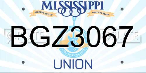 BGZ3067 Mississippi License Plate