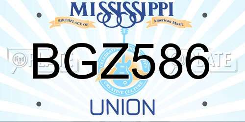 BGZ586 Mississippi License Plate
