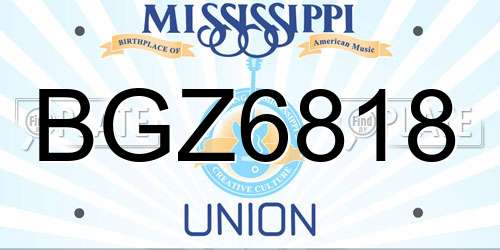 BGZ6818 Mississippi License Plate