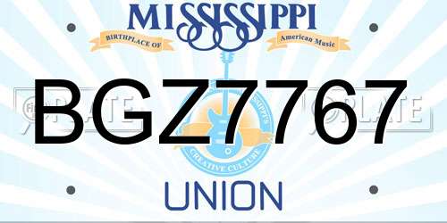 BGZ7767 Mississippi License Plate